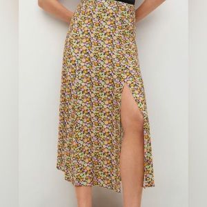 Mango Floral Midi-Skirt, Size XS